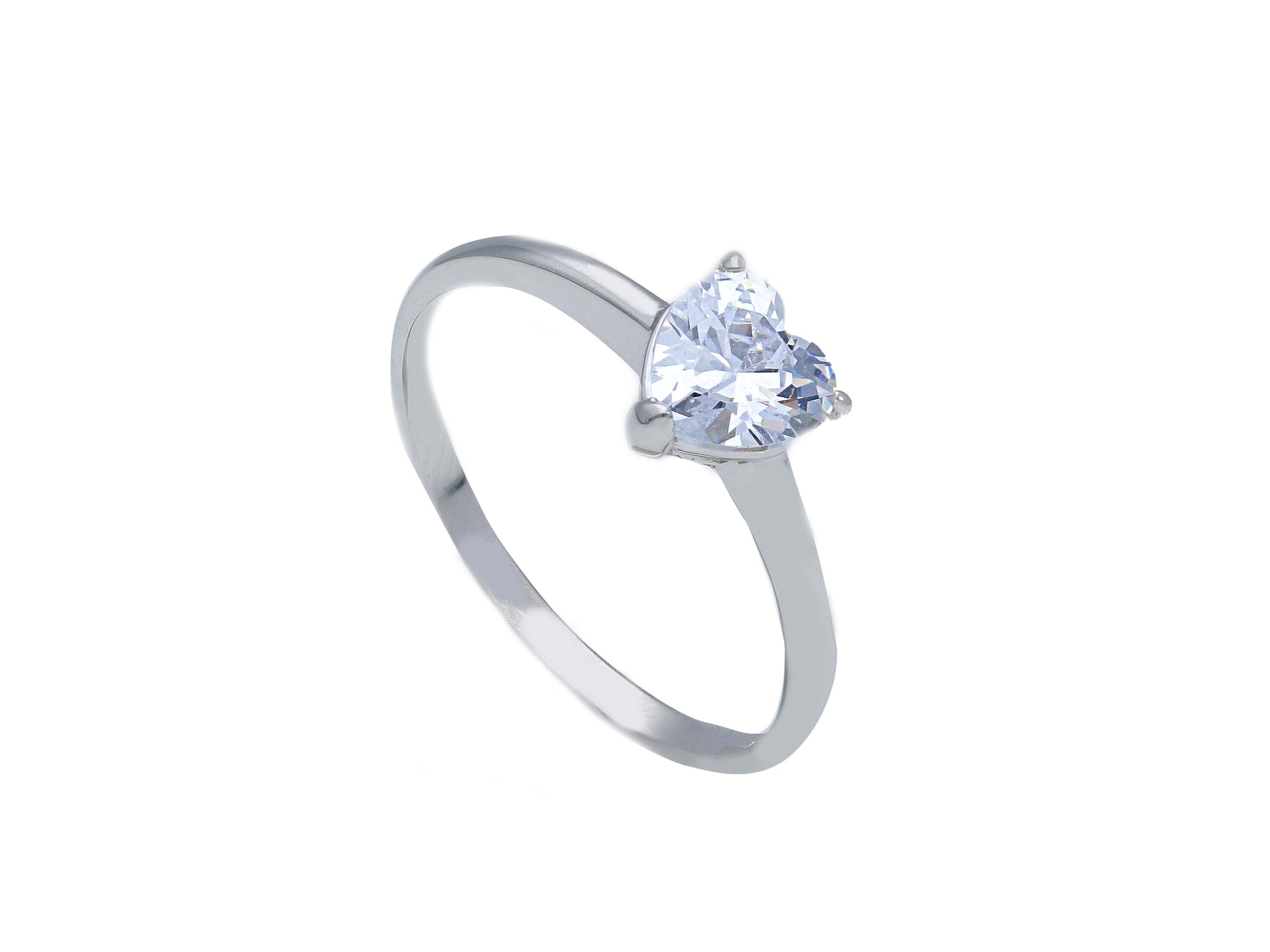 Single stone k9 white gold ring with zirkon (S258089)